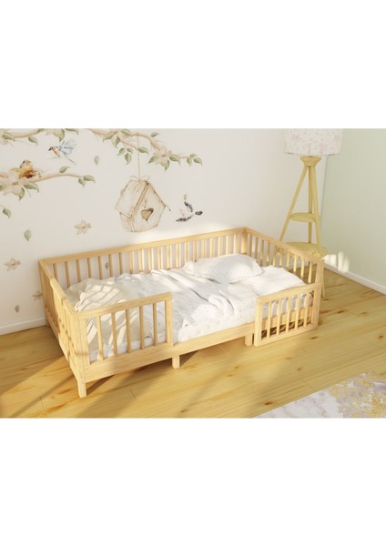 Alaz - Montessorı Önü Çıkabilen Bebek ve Çocuk Doğal Ahşap Yer Yatağı fiyatları