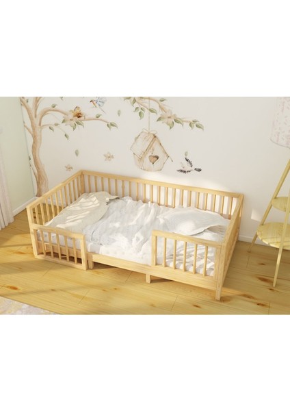 Alaz - Montessorı Önü Çıkabilen Bebek ve Çocuk Doğal Ahşap Yer Yatağı indirimleri