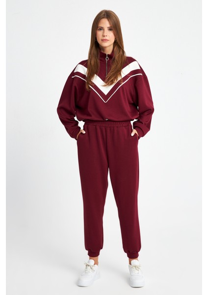 Kadın Bordo Ultra Soft Jogger Örme Pantolon