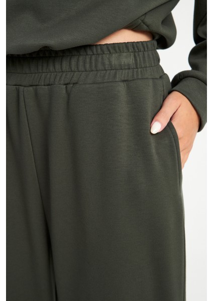 Kadın Haki Ultra Soft Jogger Örme Pantolon