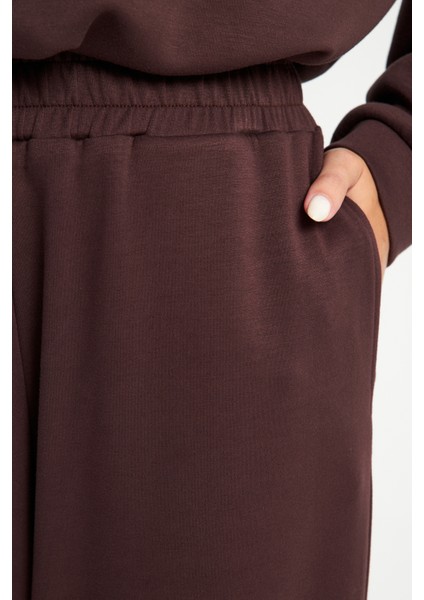 Kadın Kahve Ultra Soft Jogger Örme Pantolon