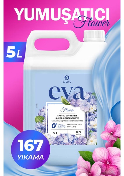 Eva Extra Konsantre Çamaşır Yumuşatıcısı Meyvemsi Çiçeksi 5000 ml 167 Yıkama