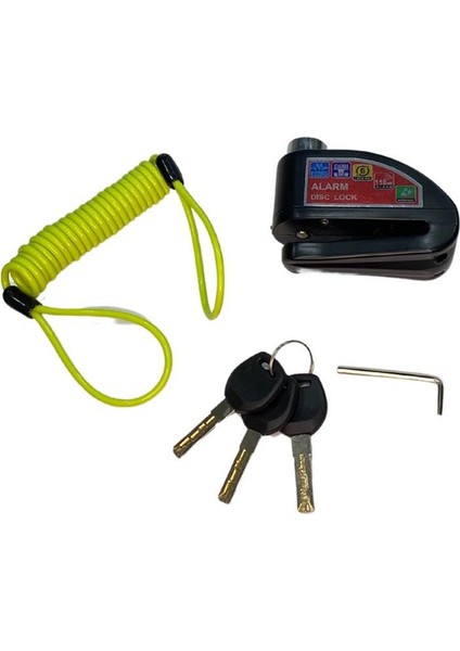 Tüm Motosikletlere Uygun Alarmlı Disk Kilidi Siyah - Ip Dahil 120 cm