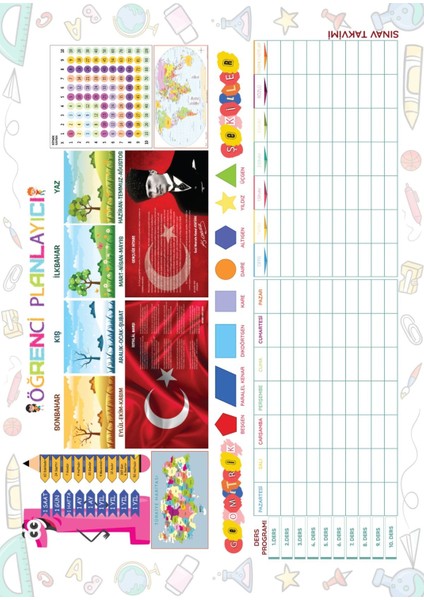 Renkli Kapsamlı Öğrenci Planlayıcı, Statik Elektriklenme ile Tutunan Akıllı Kağıt Yazı Tahtası