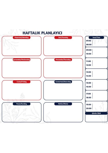 Haftalık Planlayıcı, Yüzeye Zarar Vermeyen Sihirli Inovatif Akıllı Kağıt, Saatlik Planlayıcı