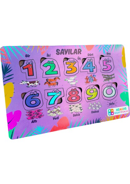 Eğitici Ahşap Oyuncak | Sayılarla Eğlenceli Öğrenme Yapboz Seti - Renkli ve Şekilli sayı bulmacası