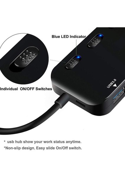 Ayrı LED Güç Anahtarlarına Sahip 4 Portlu USB 30 Hub Taşınabilir Veri Hubı Uyumlu Transfer Ayırıcı (Yurt Dışından) fırsatları