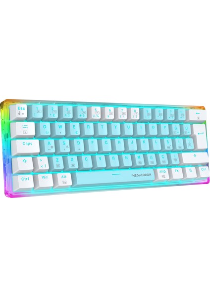 Mx-1 Mekanik Klavye Rgb Red Switch Türkçe Q Oyuncu Klavyesi Beyaz Mini Klavye Kablolu