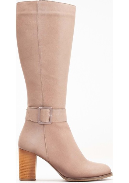 Kadın Hakiki Deri Toka Detaylı Topuklu Çizme - Taş modelleri