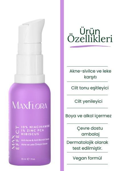 %10 Niacinamide Zinc Cilt Bakım Serumu, Akne ve Siyah Nokta Karşıtı, Leke Önleyici Serum