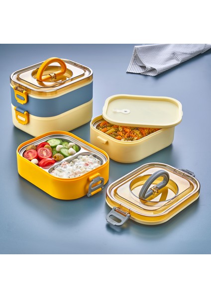 Yeni Nesil Sefer Tası Lunch Box Paslanmaz Çelik SUS304 Yerli Üretim Beslenme Kabı Kilitli Kapak