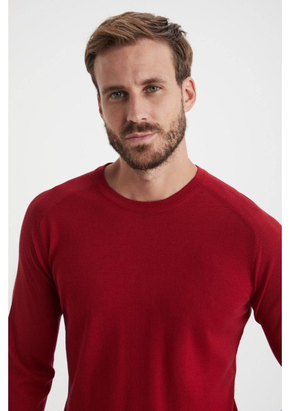 Extrafine Merino Kırmızı Bisiklet Yaka Triko modelleri