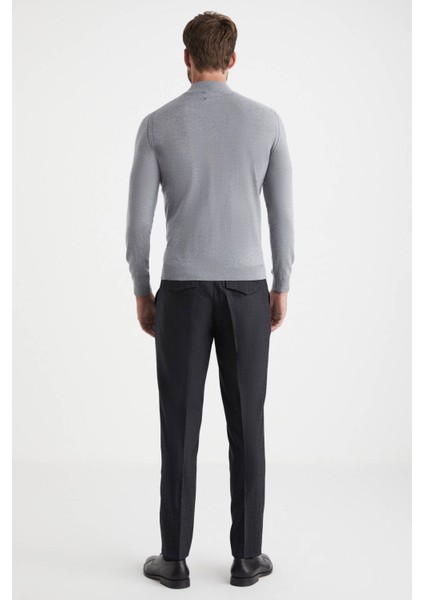 Yarım Balıkçı Yaka Merino Yün Açık Gri Triko fırsatları