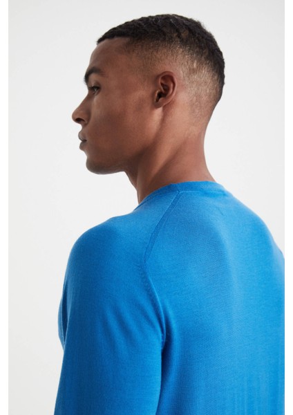 Extrafine Merino Mavi Bisiklet Yaka Triko modelleri