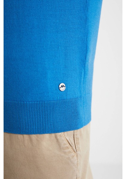 Extrafine Merino Mavi Bisiklet Yaka Triko indirimleri