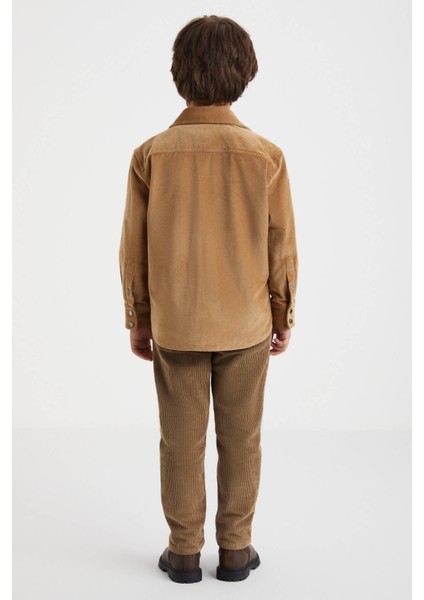 Metal Düğmeli Pamuk Camel Çocuk Gömlek indirimleri