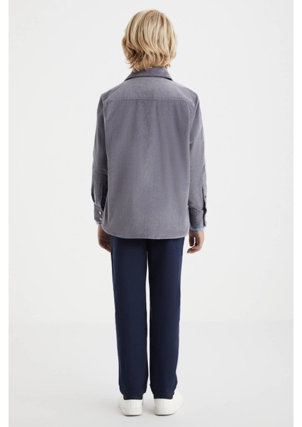 Metal Düğmeli Pamuk Açık Gri Çocuk Gömlek indirimleri