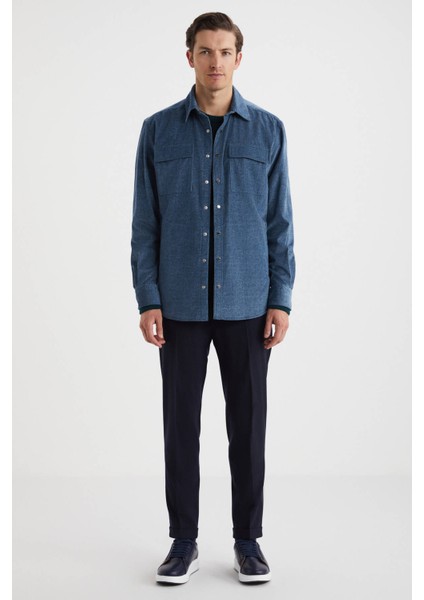 Saf Pamuk Kent Yaka Açık Mavi Gömlek fırsatları