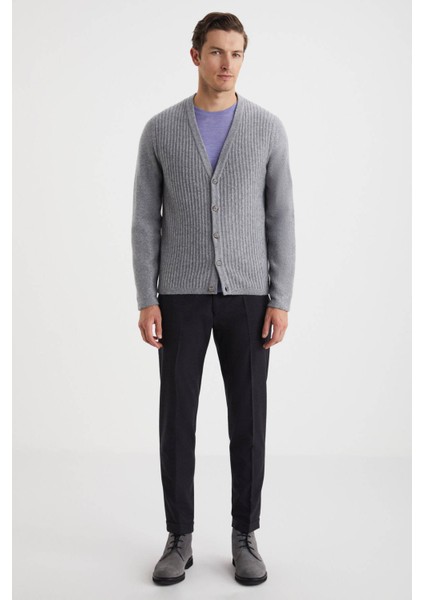 Lambswool Yün Açık Gri Hırka