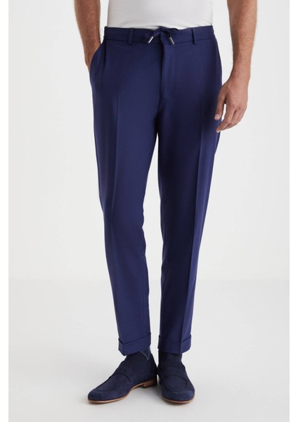 Beli Lastikli Lacivert Yün Jogger Flanel Pantolon fiyatları