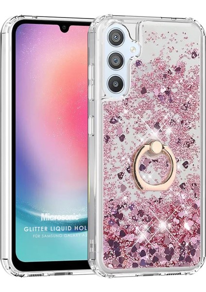 Samsung Galaxy A25 Kılıf Glitter Liquid Holder Pembe