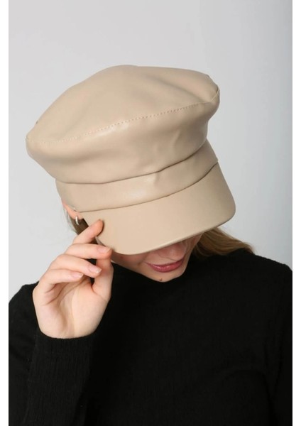 Kadın Deri Kaptan Denizci Şapka Rkş-09 Bej modelleri