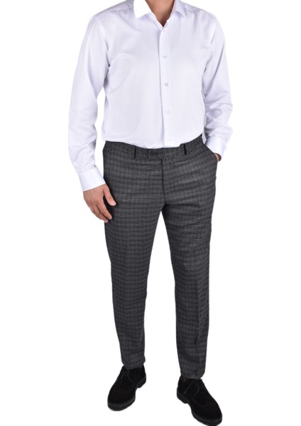 RGS-4548 Likralı Slimfit Desenli Pantolon/siyah/44
