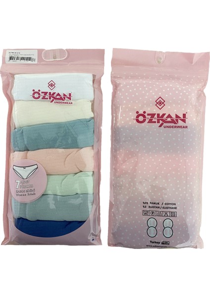 Özkan 26798 7'li Paket Kadın Fitilli Ribana Pamuklu Esnek Rahat Slip Bikini Külot