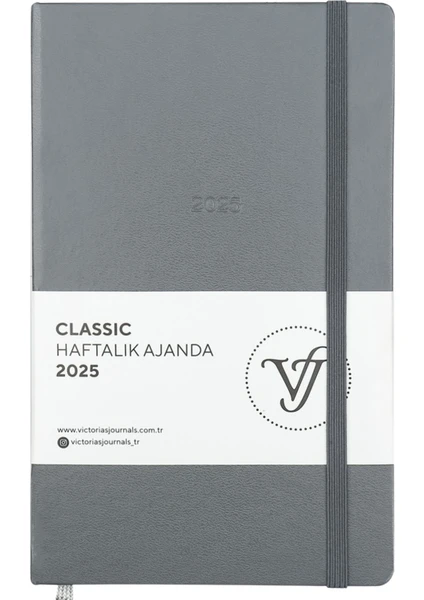 Victoria's Journals Classic 2025 Haftalık Ajanda 13X21 cm Sert Kapak