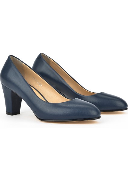 Kadın Deri Topuklu Ayakkabı 1431030Z25014 Lacivert fiyatları