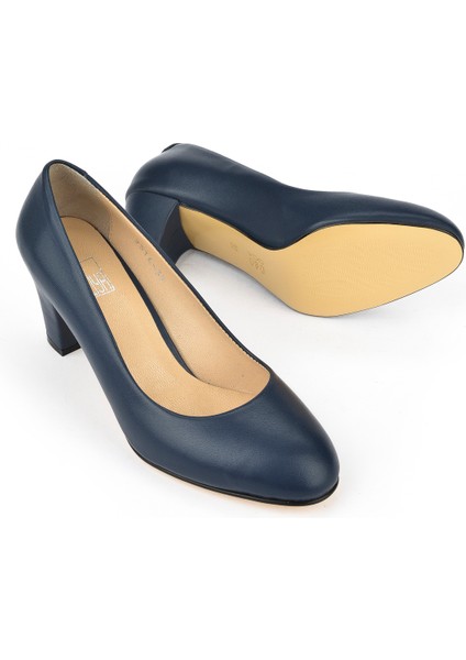 Kadın Deri Topuklu Ayakkabı 1431030Z25014 Lacivert fırsatları