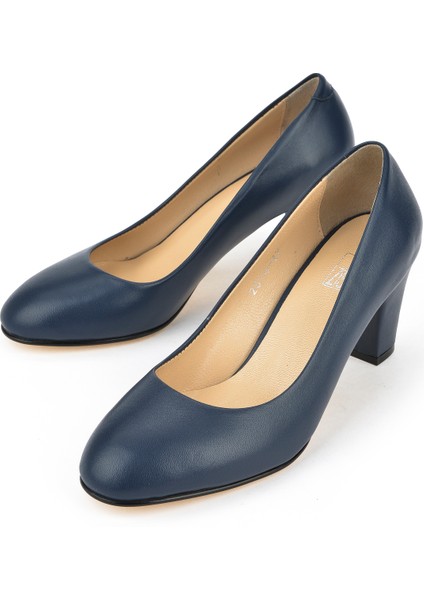 Kadın Deri Topuklu Ayakkabı 1431030Z25014 Lacivert indirimleri