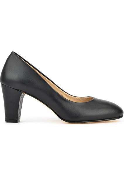 Kadın Deri Topuklu Ayakkabı 1431030Z25014 Siyah