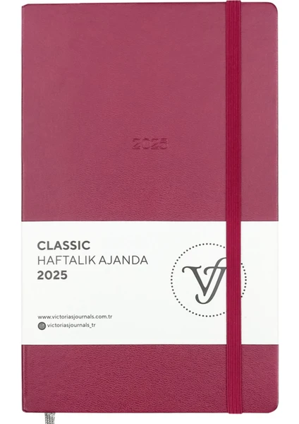 Victoria's Journals Classic 2025 Haftalık Ajanda 13X21 cm Sert Kapak