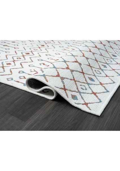 Lenda LD002A Gri Kilim Renkli Detaylı Ince Kaymaz Taban Makinada Yıkanabilir Salon Halı