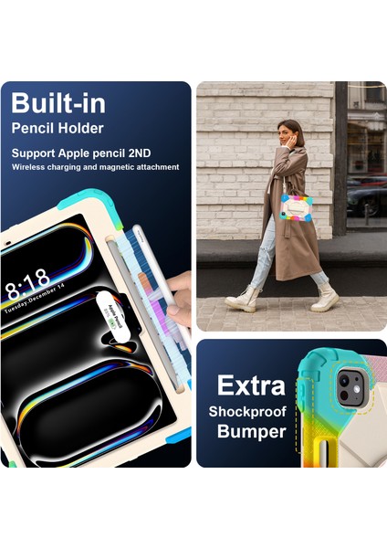 iPad Pro 11 (2024) Kickstand Silikon + Omuz Askılı Pc Tablet Kılıfı (Yurt Dışından) fırsatları
