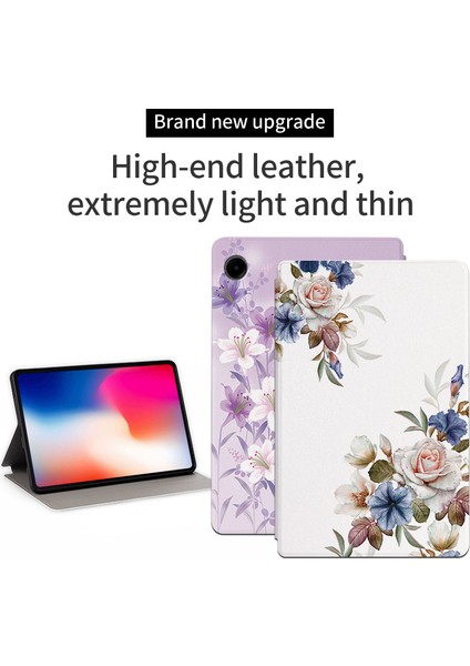 Samsung Galaxy Tab A9 Folio Stand Kapağı Pu Deri Desen Baskı Tablet Kılıfı (Yurt Dışından)