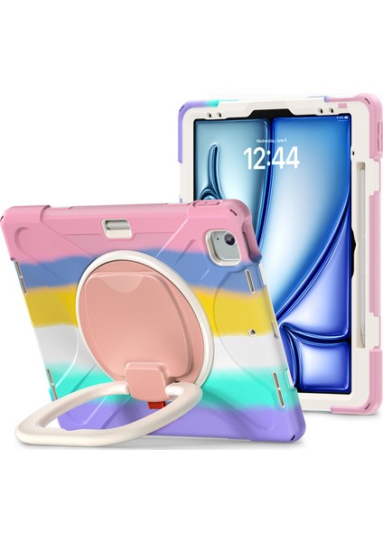 iPad Air 13 (2024) / iPad Pro 12.9 (2022) / (2021) Tpu+Pc+Silikon Tablet Kılıfı Kickstand (Yurt Dışından)