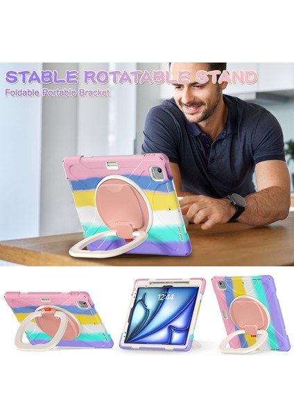 iPad Air 13 (2024) / iPad Pro 12.9 (2022) / (2021) Tpu+Pc+Silikon Tablet Kılıfı Kickstand (Yurt Dışından) fırsatları