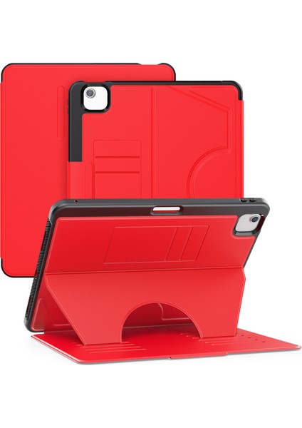 iPad Air 13 (2024) Pc+Tpu+Pu Kart Yuvalı U Şeklinde Stand Tablet Kapağı (Yurt Dışından)