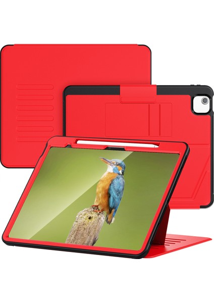 iPad Air 13 (2024) Pc+Tpu+Pu Kart Yuvalı U Şeklinde Stand Tablet Kapağı (Yurt Dışından)