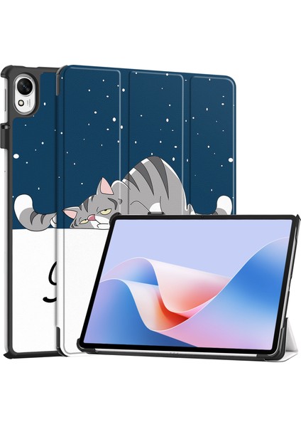 Huawei Matepad 11.5 S Otomatik Uyandırma / Uyku Özellikli Üç Katlı Stand Deri Tablet Kılıfı (Yurt Dışından)