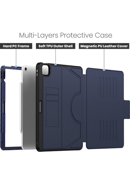 iPad Air 13 (2024) Pc+Tpu+Pu Kart Yuvalı U Şeklinde Stand Tablet Kapağı (Yurt Dışından) indirimleri