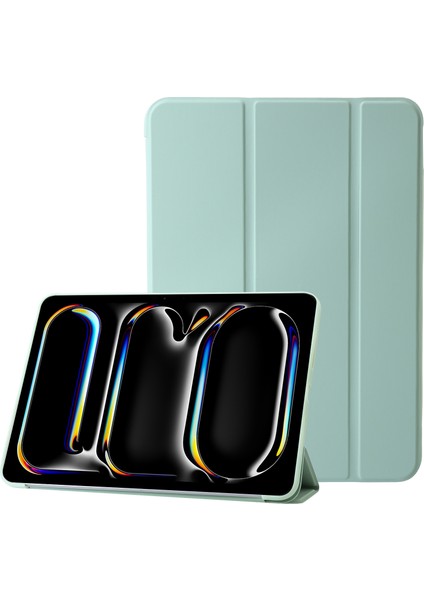iPad Pro 13 (2024) Üç Katlı Stand Deri+Silikon Tablet Kılıfı (Yurt Dışından)