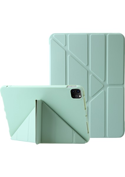 iPad Pro 11 (2024) Otomatik Uyku / Uyandırma Özellikli Origami Standı Pu Deri+Silikon Kapak (Yurt Dışından)