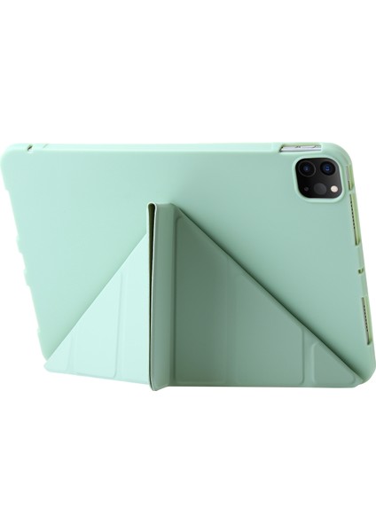 iPad Pro 11 (2024) Otomatik Uyku / Uyandırma Özellikli Origami Standı Pu Deri+Silikon Kapak (Yurt Dışından) modelleri