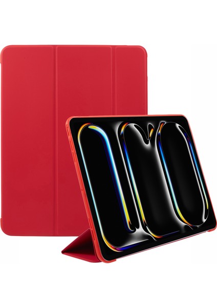 iPad Pro 13 (2024) Üç Katlı Stand Deri Tablet Kılıfı (Yurt Dışından)