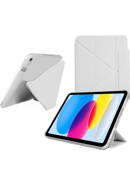 iPad Air 11 (2024) Origami Standı Pu Deri Şeffaf Arka Tablet Kapağı (Yurt Dışından)