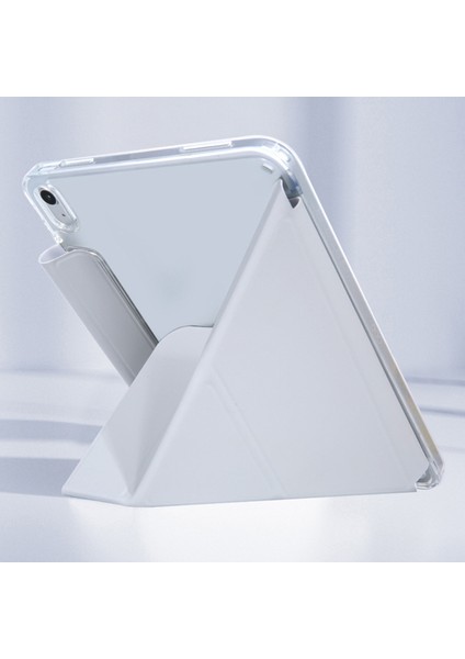 iPad Air 11 (2024) Origami Standı Pu Deri Şeffaf Arka Tablet Kapağı (Yurt Dışından)