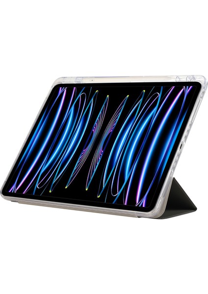 iPad Pro 13 (2024) Üç Katlı Stand Kılıfı Karbon Fiber Dokulu Deri Tablet Kapağı (Yurt Dışından) fırsatları